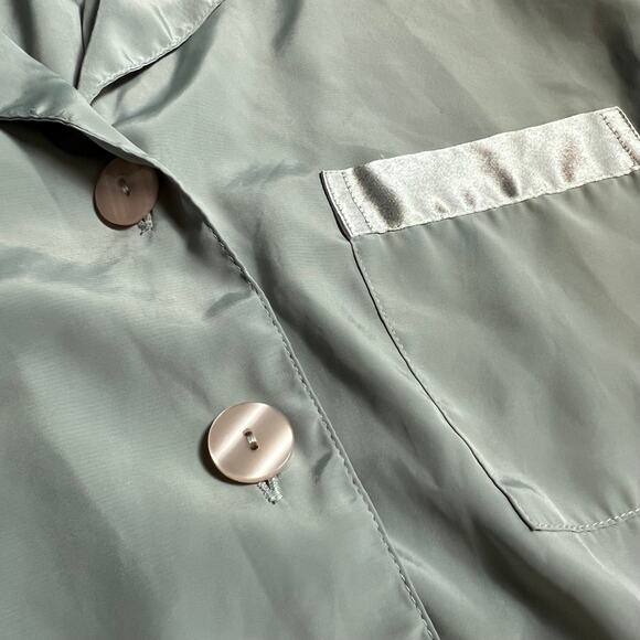 Vintage Y2K Victoria's Secret Small Mint Green Satin Sleep Shirt Shorts Set 2000 - Picture 4 of 12